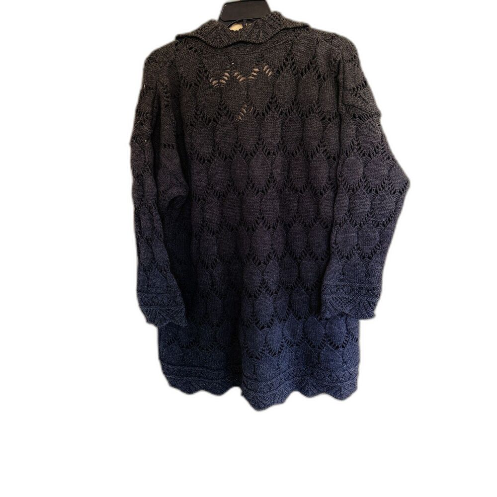 Aran Crafts Merino Wool Button Front Cardigan Made in Ireland Charcoal Gray - Picture 4 of 8
